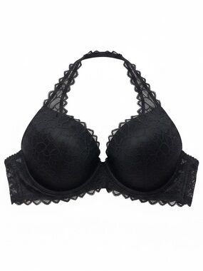 PINK Victoria’s Secret NWOT Black Lace Racerback Push Up Bra D-DD 2016